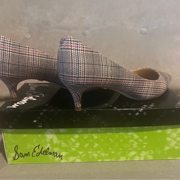 Sam Edelman Grey Punk Plaid Dori Kitten Heel Pumps 36.5 6.5 - Picture 8 of 15